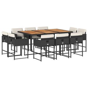 Set da Pranzo da Giardino per 10 Persone, Tavolo in Rattan e Teak con Struttura in Metallo, Resistente alle Intemperie, Design Contemporaneo - Product Image 4