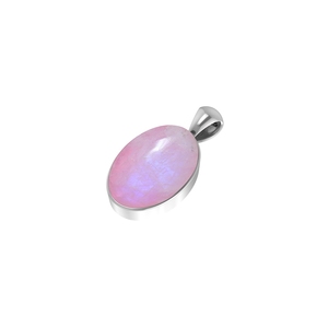 Premium 925 Sterling Silver Fine Pendant & Charm Pink Moonstone Gemstone Pear Marquise Oval Cab <b>with</b> Spring <b>Lock</b> Bezel Setting - Product Image 3