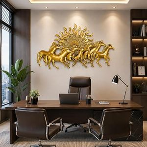 Décoration murale en laiton Golden Horse, art mural contemporain sur le thème des animaux, décoration murale pour la maison ou le bureau - Product Image 6