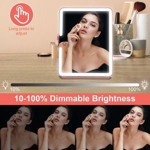 Specchio da Trucco da Tavolo Ricaricabile con Ingrandimento 10X, 3 Luci LED Colorate, Luminosità Regolabile, Pieghevole per Viaggio - Product Image 3