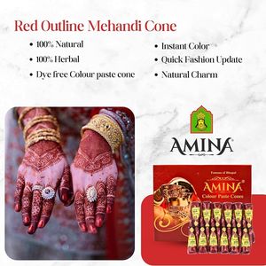 Amina Instant Liquid Mehndi Cone Pâte de henné de couleur rouge pour main Design Mehndi Longue durée pour mariage et festival - Product Image 5