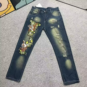 Jeans de Mezclilla con Degradado de Color para Hombre, Corte Ancho, Cintura Alta, Estilo Urbano, Tela de Algodón, para Otoño - Product Image 5