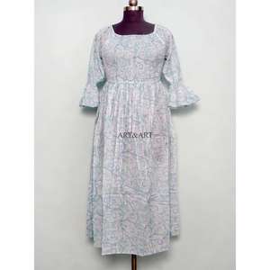 Women's Summer Maxi Dress 100% Cotton Floral Print Eco-Friendly Sweet Party Gown Casual Daily Wear Button Decoration Natural - Product Image 1