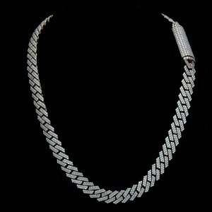 Excellent Quality Luxury 925 Silver Cuban Link <b>Chain</b> VVS Moissanite <b>Iced</b> <b>Out</b> Hip Hop Necklace Factory Price From India - Product Image 1