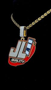 Custom Design Jewelry Gold Plated Hip Hop Pendant Necklace Two Letter Name Pendant Personalized Enamel Glow Letter Pendant - Product Image 4