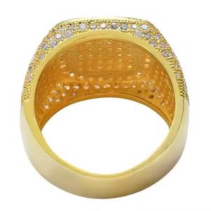 Premium Quality Flower Shape <b>Cocktail</b> <b>Ring</b> Lab Created Blue Cubic Setting <b>Gold</b> Plated Brass Moissanite Hip Hop Wedding Jewelry - Product Image 4