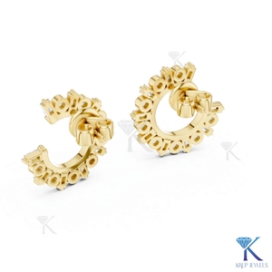 Custom Lab Grown CVD Diamond Open Hoop <b>Earrings</b> Baguette Alternating 14K <b>Solid</b> Gold Fine Women Bridal Gift Jewelry - Product Image 6