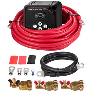 Kit Isolatore Doppia Batteria per Camper 12V 140 Amp, Relè Sensibile alla Tensione VSR Manuale/Automatico con Voltmetro e Schermo LCD Smart Batt - Product Image 1