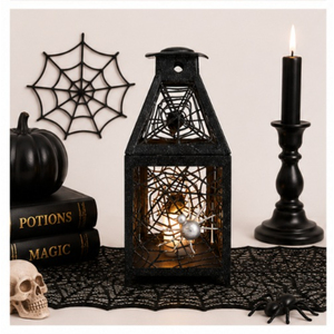 Spider Web <b>Lantern</b> Candle Holder Black Metal Halloween Home Decor & Gothic Votive <b>Tealight</b> Holder for Tabletop Display - Product Image 6