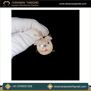 Custom SHRAMAN JEWELS 925 <b>Silver</b> Gold Plated Lab Grown Diamond Bull Dog Head Hip Hop Style Party Charm Fine Pendant <b>Necklace</b> - Product Image 4