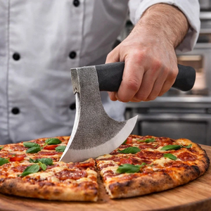 Couteau à pizza de qualité supérieure, lame forgée en acier au carbone, manche en bois, outil de cuisine pour boulangerie, pizzeria, fournisseur - Product Image 5