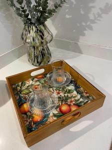 Plateau en bois imprimé résistant aux intempéries pour patio extérieur, idéal pour les réceptions en jardin, plateau de service en gros - Product Image 6