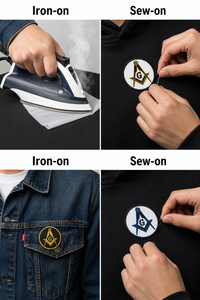 Parche Masónico Bordado Personalizado Ecológico con Compás Cuadrado y Circular, Insignia de Tela Clásica para Prendas - Product Image 3