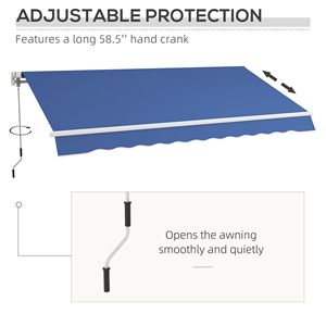 Toldo Retráctil Manual de 12 Pies x 10 Pies para Terrazas Exteriores, Color Azul Oscuro, Diseño Ajustable y Versátil - Product Image 6
