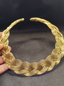 Wholesale Handmade Brass Hasli <b>Necklace</b> | Zinc Alloy Collar <b>Necklace</b> | Traditional Statement Jewelry | Bezel Setting Gold Plated - Product Image 4