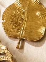 Plateau de service en laiton antique fait main, plateau décoratif en métal en forme de feuille, organisateur de bijoux et de vanité haut de gamme pour table basse et maison
