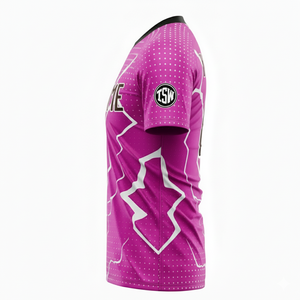 Camiseta de Fútbol Sublimada Morada para Hombre, Manga Corta, Cuello Redondo, Poliéster que Absorbe la Humedad, Ropa Deportiva, Patrón Geométrico - Product Image 2
