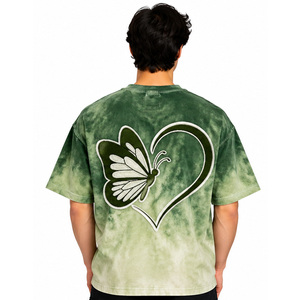Camiseta Ombre Tie Dye para Hombre, 100% Algodón, Corte Holgado, Manga Corta, Cuello Redondo, Diseño Gráfico en la Espalda, Ropa Urbana Personalizada al por Mayor - Product Image 3