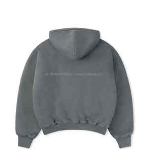 Sweat-shirt à capuche surdimensionné en éponge française avec logo personnalisé pour hommes, épais et lourd 500 460 400 Gsm, technique de broderie d'hiver à épaules tombantes - Product Image 2