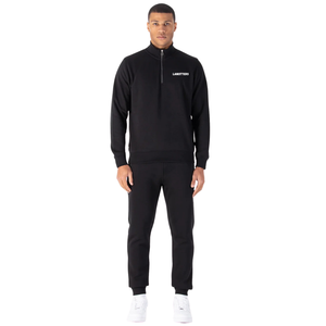 Men's Quarter <b>Zip</b> Fleece Tracksuit Set Stand Collar Pullover Tapered <b>Trousers</b> Modern Fit Minimal Athletic Activewear OEM Apparel - Product Image 2