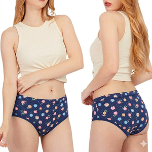 Braguitas Hipster para Mujer, Suaves y Refinadas, Tejido Liso, Transpirable, Elástico, Cómodo, Cobertura Total, Bordado Diario - Product Image 1