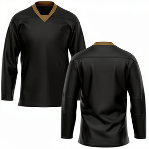 Camiseta de hockey sobre hielo personalizada para hombre, con estampado del nombre del equipo y logotipo, 100% poliéster, manga larga, cuello en V, ropa deportiva transpirable - Product Image 3