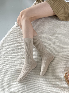Chaussettes mi-mollet en laine élastique épaisse de style coréen SAED, chaudes, douces et confortables pour femmes, hiver - Product Image 4
