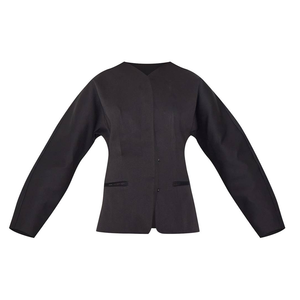 Blazer noir pour femme, coupe ajustée, couleur unie, style décontracté, idéal pour les tenues de sororité, fabrication OEM/ODM sur mesure, mode. - Product Image 3