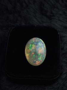 Opale de feu éthiopienne naturelle, cabochon ovale, multicolore, chatoyante, pierre précieuse non traitée pour la joaillerie - Product Image 3