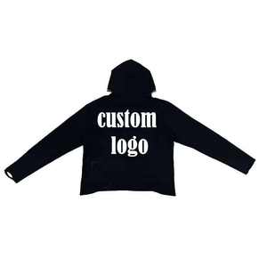 Sudadera con Capucha Corta y Holgada con Logotipo Personalizado, Lavado Ácido, para Hombre, con Bordado Desgastado por el Sol y Doble Capucha - Product Image 3