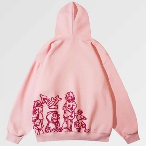 เสื้อฮู้ดดี้ฟลีซทรงโอเวอร์ไซส์แบบยูนิเซ็กซ์ ล้างสีแบบแอซิดวอช ตกแต่งโลโก้ปัก 100% ผ้าฝ้าย สไตล์ลำลอง สตรีทแวร์ รับผลิตตามแบบ (OEM) ขายส่ง - Product Image 2