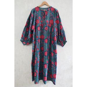 Robe décontractée pour femme en coton, imprimée à la main, style bohème, respirante, lavable, taille naturelle, idéale pour l'été - Product Image 1