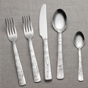 Elegant Metal Flatware <b>Set</b> With Floral Engraving High Mirror Polish Rust Resistant <b>For</b> Wedding And <b>Dinnerware</b> Use - Product Image 1