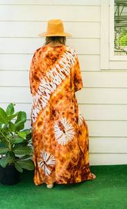 Beautiful Elegant Handmade Indian Cotton <b>Kaftan</b> for Women Half Sleeve Long Maxi Tie Dye Straight Wholesale Prices Great Gift - Product Image 5