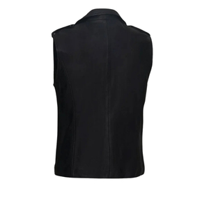 Chaleco de Motociclista de Cuero Genuino Negro para Hombre, Sin Mangas, con Cierre - Product Image 2