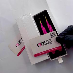 แหนบต่อขนตา GETUP BROSONS IMPEX 45 สีชมพูร้อน ปลายสีทอง สแตนเลสสตีล ป้องกันไฟฟ้าสถิตย์ จับถนัดมือ ปลายเรียบ 10 มม. - Product Image 6