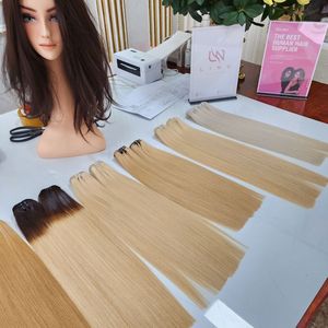 Extensiones de cabello humano virgen vietnamita sin procesar extremo grueso súper doble dibujado trama de máquina doble con cierre 613 - Product Image 3