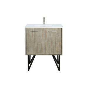 Mobile da bagno rustico in acacia con piano da 30 pollici L X 20 Pollici Set rubinetto con piano in marmo colato e finitura nichel spazzolato, 20 pollici. L X 20 Pollici D - Product Image 1