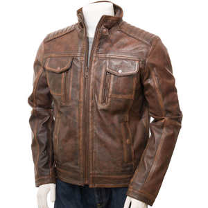 Veste en cuir d'hiver pour homme de haute qualité, style streetwear avec fermeture éclair, imperméable et respirante, prix de gros - Product Image 1