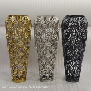 Gold Aluminum Metal Geometric Decorative Vase Art Deco Inspired Arched Centerpiece for Home Flower Pots <b>Planters</b> for Interior - Product Image 4