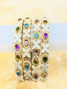 <b>Crystal</b> Beaded Brass Bangle <b>Bracelet</b> Set Gold Plated Oval Cut Stackable Bangles <b>for</b> <b>Women</b> Wedding Classic - Product Image 2
