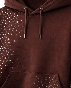 Sudadera con Capucha Marrón Chocolate con Pedrería, Oversize, de Forro Polar Grueso, con Bolsillo Canguro, Fabricante de Ropa Urbana Personalizada para Hombre - Product Image 6
