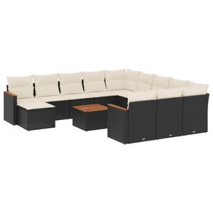 Grand ensemble de canapés de jardin modulaires en rotin PE noir, élégant et durable, mobilier d'extérieur - Product Image 2