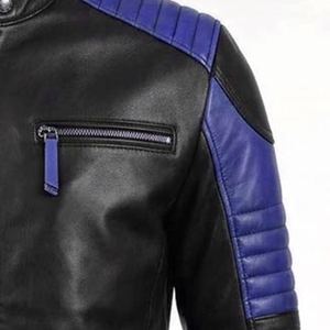 Hot Selling Premium Quality Custom Design Red <b>Real</b> <b>Leather</b> <b>Jacket</b> Streetwear Square Collar <b>Leather</b> Outdoor <b>Jacket</b> Men's - Product Image 5