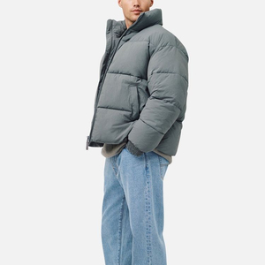 Men's Best Selling Bubble Puffer <b>Jacket</b> Casual Zipper Front Solid Color <b>Waterproof</b> Windproof Polyester Wadding <b>Winter</b> Wear Stand - Product Image 2