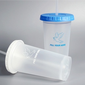 Venti Rooftop Cold Tumbler 700ml Plastic Durable PP Drinking Ice <b>Cup</b> For Iced Coffee <b>With</b> Flat <b>Lid</b> <b>And</b> Reusable <b>Straw</b> - Product Image 2