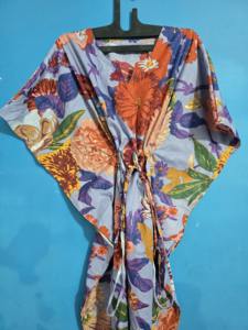 Nuevo Kaftán con Estampado Floral, Cuello en V, Corte Ajustado, de Algodón Suave Indio, con Encaje, Largo, para Playa, Regalo para Damas de Honor - Product Image 4