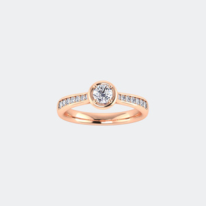 Bague solitaire ronde en or 10 carats avec diamant de laboratoire 0,55 carat total - Monture demi-cannelle pour bague de fiançailles de luxe certifiée - Product Image 6