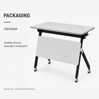 Table de formation mobile avec cadre noir, plateau gris clair et panneau de modestie pour bureaux, ateliers et salles de réunion