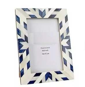 Tayyab Handicraft Lightweight Bone Inlay Photo <b>Frame</b> with Green and <b>White</b> Inlay Pattern Vertical Tabletop Display - Product Image 5